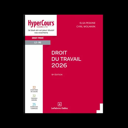 Couverture du livre Droit du travail 2026 HyperCours d'Elsa Peskine et Cyril Wolmark